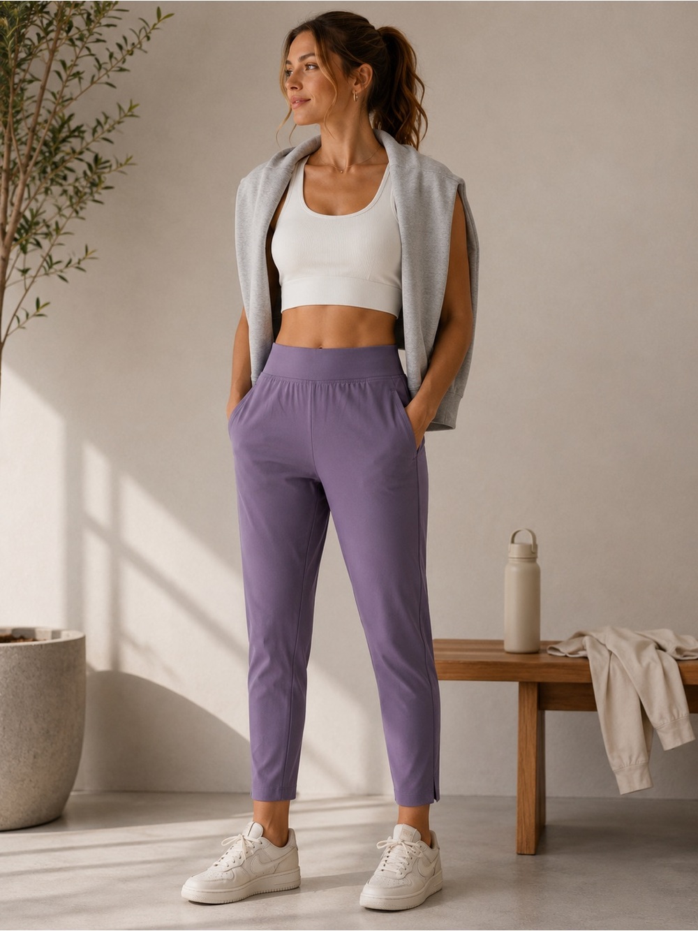 Athleta Brooklyn Ankle Pant Purple Travel Athleisure Pants 10